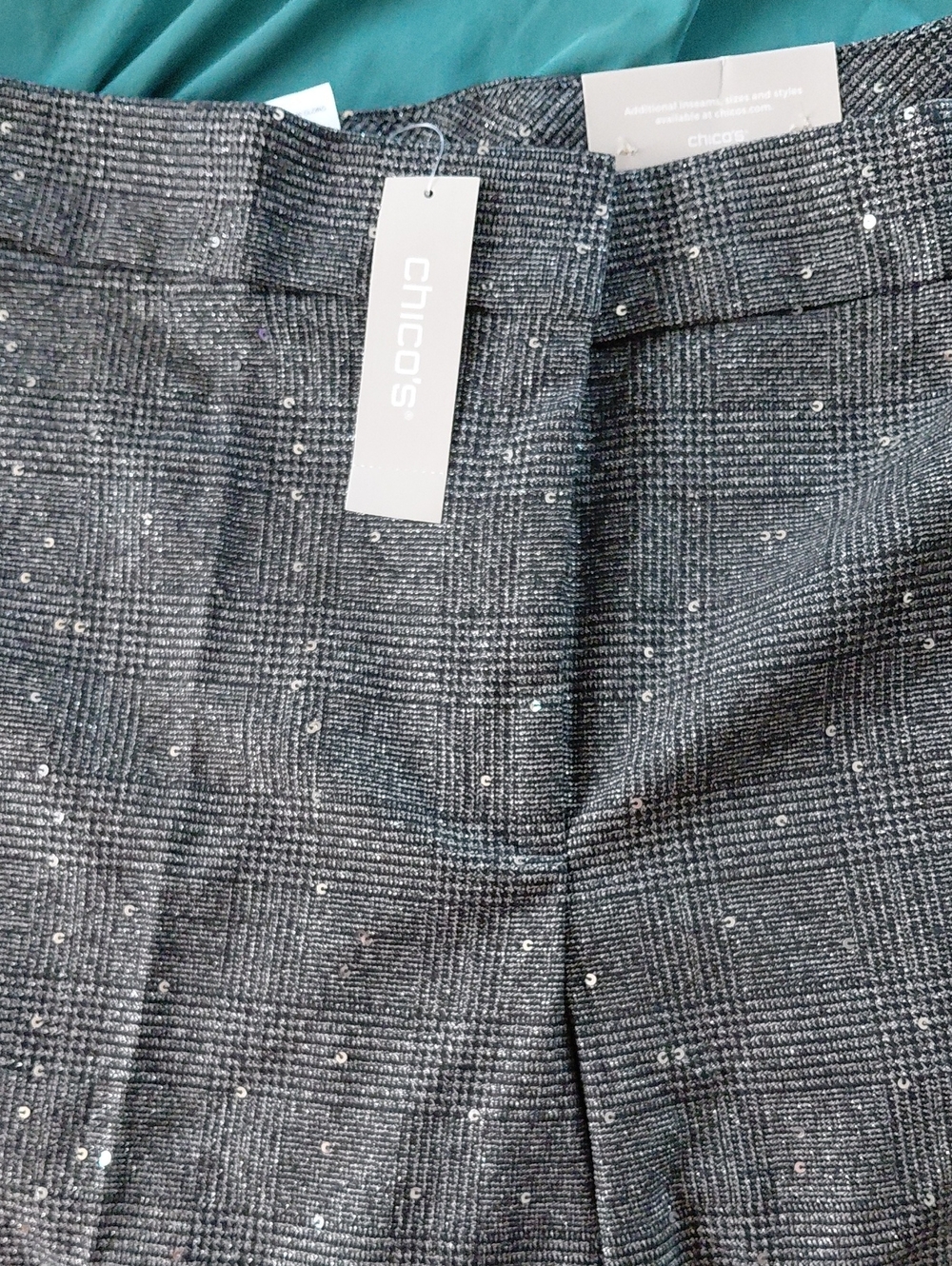 Chico's Gray Plaid Dress Pants with Subtle Sparkle